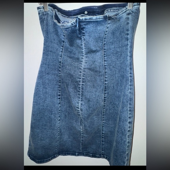 WAX JEANS Denim Button Detail Tube Dress - Medium Wash Size Large - Picture 10 of 15